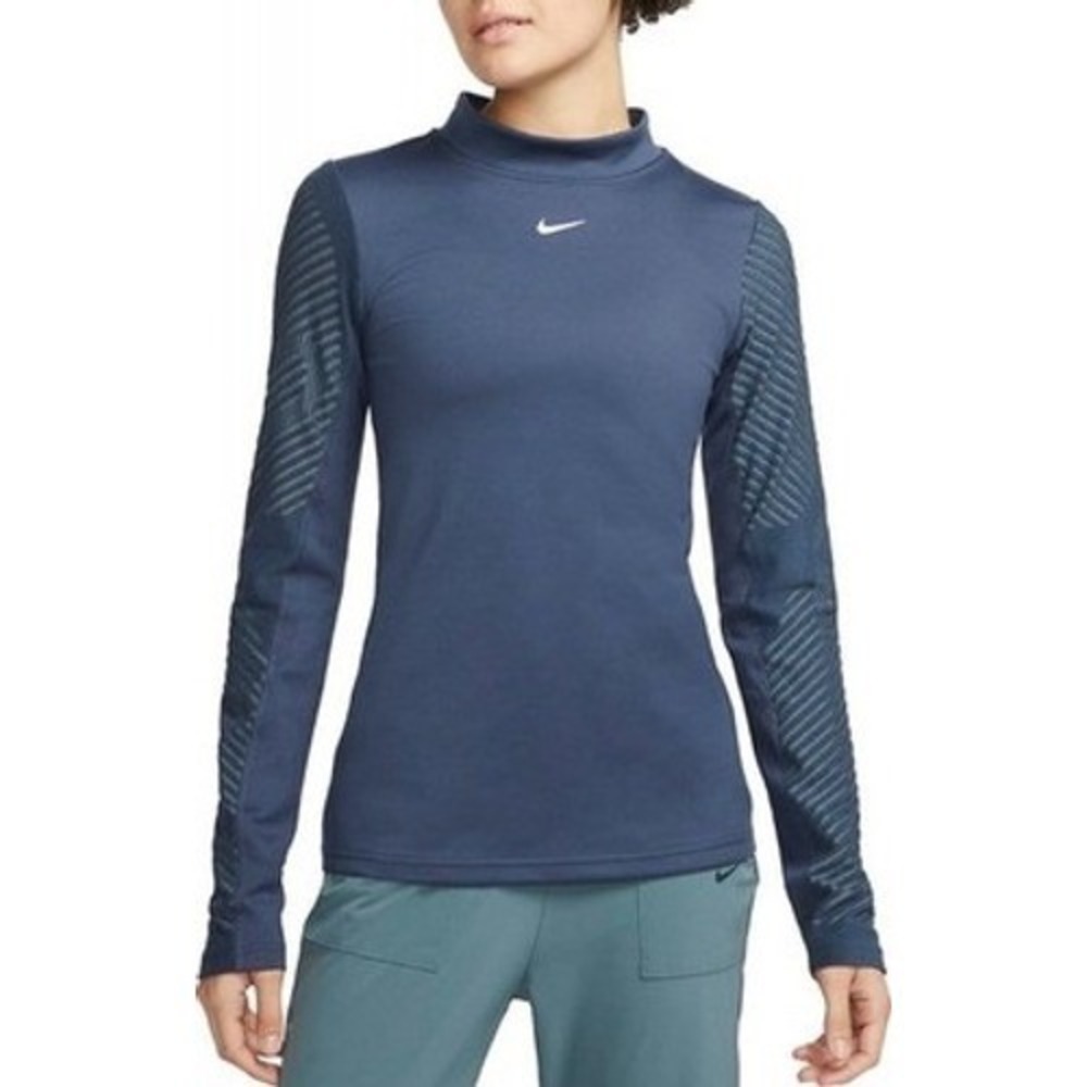 Nike Pro Therma-FIT ADV Womens Mock‎ Neck Long Sleeve Training Top Navy Blue L